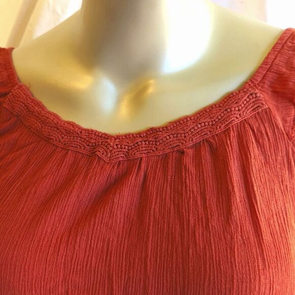Ruffle Sleeve Coral Peplum Blouse - Mason & Belle - XL - Picture 6 of 12